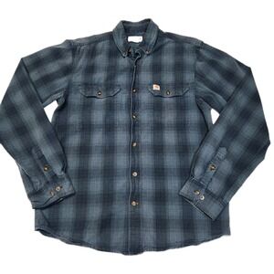 Carhartt Shirt Mens Medium Blue Plaid Flannel Relaxed Button Down Outdoor Hiking